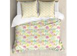 Abakuhaus Copripiumino Palme, Silhouette Colorate, Antiacaro, Adatto A Chi Soffre Di Allergie, Con Federe, 155 Cm X 220 Cm - 80 X 80 Cm, Multicolore