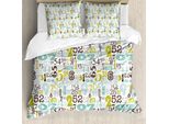 Abakuhaus Copripiumino Con Numeri, Tipografia Colorata, Antiacaro, Adatto A Chi Soffre Di Allergie, Con Federe, 155 Cm X 220 Cm - 80 X 80 Cm, Multicolore