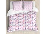 Abakuhaus Copripiumino Diamanti, Cuori Acquerellati, Antiacaro, Adatto A Chi Soffre Di Allergie, Con Federe, 155 Cm X 220 Cm - 80 X 80 Cm, Rosa Viola Rosso