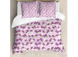 Abakuhaus Copripiumino Giapponese, Ciliegio Ramificato Sich Bloom, Antiacaro, Adatto A Chi Soffre Di Allergie, Con Federe, 155 Cm X 220 Cm - 80 X 80 Cm, Viola Bianco Verde