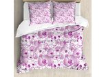 Abakuhaus Copripiumino Orchidea, Ricchi Motivi Floreali Foglia Riccia, Antiacaro Adatto A Chi Soffre Di Allergie Con Federe, 200 Cm X 200 Cm - 80 X 80 Cm, Viola Magenta Bianco