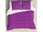 Abakuhaus Copripiumino Viola, Antico Vivid Dots, Antiacaro Adatto A Chi Soffre Di Allergie Con Federe, 200 Cm X 200 Cm - 80 X 80 Cm, Viola Bianco
