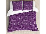 Abakuhaus Copripiumino Pflaume, Stile Vintage Con Motivi Floreali, Antiacaro E Anallergico, Con Federe, 155 Cm X 220 Cm - 80 X 80 Cm, White Plum