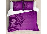 Abakuhaus Set Copripiumino Per Letti Matrimoniali, Classico Edera Stile Astratto, Antiacaro, Adatto A Chi Soffre Di Allergie, Con Federe, Prugna Viola