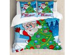 Abakuhaus Copripiumino Babbo Natale, Albero Nella Foresta Innevata, Antiacaro, Adatto A Chi Soffre Di Allergie, Con Federe, 200 Cm X 200 Cm - 80 X 80 Cm, Multicolore