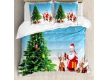 Abakuhaus Copripiumino Babbo Natale, Jingle Bells Tree, Antiacaro, Adatto A Chi Soffre Di Allergie, Con Federe, 155 Cm X 220 Cm - 80 X 80 Cm, Multicolore