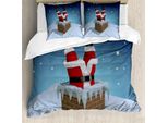 Abakuhaus Set Copripiumino Babbo Natale Per Letti Matrimoniali, Babbo Natale Bloccato Nel Camino, Antiacaro, Adatto A Chi Soffre Di Allergie, Con Federe, Multicolore