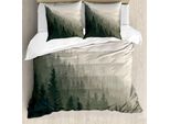 Abakuhaus Set Copripiumino Per Letti Matrimoniali, Stile Scandinavo Naturale, Antiacaro, Adatto A Chi Soffre Di Allergie, Con Federe, Verde Scuro Crema Tan