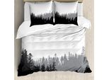 Abakuhaus Copripiumino Wald, Abstract Wilde Spruces, Antiacaro, Adatto A Chi Soffre Di Allergie, Con Federe, 200 Cm X 200 Cm - 80 X 80 Cm, Nero, Grigio, Bianco