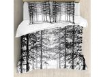 Abakuhaus Copripiumino Wald, Linea Sketch Style Art, Antiacaro, Adatto A Chi Soffre Di Allergie, Con Federe, 200 Cm X 200 Cm - 80 X 80 Cm, Nero, Grigio, Bianco