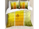 Abakuhaus Copripiumino Wald, Hills Alberi E Uccelli, Antiacaro, Adatto A Chi Soffre Di Allergie, Con Federe, 200 Cm X 200 Cm - 80 X 80 Cm, Giallo Verde Arancione