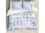 Abakuhaus Copripiumino Dente Di Leone, Disegno Floreale Astratto, Antiacaro, Adatto A Chi Soffre Di Allergie, Con Federe, 155 Cm X 220 Cm - 80 X 80 Cm, Blu Pallido, Viola, Rosa
