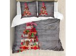 Abakuhaus Copripiumino Natalizio, Albero Bottons Stella, Antiacaro, Adatto A Chi Soffre Di Allergie, Con Federe, 155 Cm X 220 Cm - 80 X 80 Cm, Multicolore