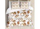 Copripiumino Abakuhaus, Java Stains Acquerello, Antiacaro, Adatto A Chi Soffre Di Allergie, Con Federe, 200 Cm X 200 Cm - 80 X 80 Cm, Marrone Chiaro Bianco