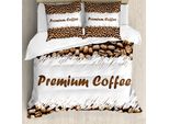 Abakuhaus Copripiumino Coffee, Arabica Premium Fresco, Antiacaro, Adatto A Chi Soffre Di Allergie, Con Federe, 200 Cm X 200 Cm - 80 X 80 Cm, Cocoa White