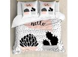 Abakuhaus Set Copripiumino Per Letti Matrimoniali, Scritta Hello A Pois, Antiacaro, Adatto A Chi Soffre Di Allergie, Con Federe, Grigio Antracite, Grigio Rossastro