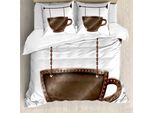 Abakuhaus Copripiumino Caffè, Rusty Cup Singboard, Antiacaro, Adatto A Chi Soffre Di Allergie, Con Federe, 200 Cm X 200 Cm - 80 X 80 Cm, Bianco Umbra