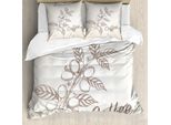 Abakuhaus Copripiumino Coffee, Stile Sketch Coffee, Antiacaro, Adatto A Chi Soffre Di Allergie, Con Federe, 155 Cm X 220 Cm - 80 X 80 Cm, Pale Tan Cocoa