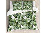 Abakuhaus Copripiumino Cactus, Acquerello Con Piante Di Opuntia, Antiacaro, Adatto A Chi Soffre Di Allergie, Con Federe, 155 Cm X 220 Cm - 80 X 80 Cm, Verde Bianco