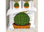 Abakuhaus Copripiumino Cactus, Pianta Con Fiori Gialli, Antiacaro, Adatto A Chi Soffre Di Allergie, Con Federe, 200 Cm X 200 Cm - 80 X 80 Cm, Arancione, Verde, Giallo