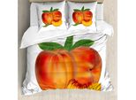 Abakuhaus Copripiumino Pesca, Vivid Vitamin Rich-Snack, Antiacaro, Adatto A Chi Soffre Di Allergie, Con Federe, 155 Cm X 220 Cm - 80 X 80 Cm, Verde Vermiglio