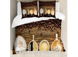 Abakuhaus Copripiumino Caffè, Assortimento Di Tazze Da Caffè, Antiacaro, Adatto A Chi Soffre Di Allergie, Con Federe, 200 Cm X 200 Cm - 80 X 80 Cm, Marrone Bianco