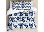 Abakuhaus Copripiumino Hawaii, Motivo Floreale Monocromatico, Antiacaro, Adatto A Chi Soffre Di Allergie, Con Federe, 155 Cm X 220 Cm - 80 X 80 Cm, Blu Navy E Bianco