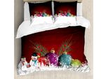 Abakuhaus Copripiumino Natalizio, Pupazzo Di Neve Con Cappello, Antiacaro, Adatto A Chi Soffre Di Allergie, Con Federe, 155 Cm X 220 Cm - 80 X 80 Cm, Multicolore