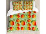 Abakuhaus Copripiumino Peach, Mellow Bio-Zartheit, Antiacaro, Adatto A Chi Soffre Di Allergie, Con Federe, 155 Cm X 220 Cm - 80 X 80 Cm, Verde Arancione Vermiglio