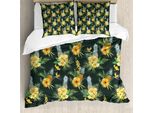 Abakuhaus Copripiumino Hawaii, Motivo Floreale Tropicale, Antiacaro, Adatto A Chi Soffre Di Allergie, Con Federe, 200 Cm X 200 Cm - 80 X 80 Cm, Multicolore