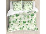 Abakuhaus Copripiumino Hawaii, Stile Sketch Palme, Antiacaro, Adatto A Chi Soffre Di Allergie, Con Federe, 155 Cm X 220 Cm - 80 X 80 Cm, Verde Bosco Verde Chiaro