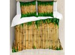 Abakuhaus Copripiumino Verde E Marrone, Bambù, Antiacaro, Adatto A Chi Soffre Di Allergie, Con Federe, 200 Cm X 200 Cm - 80 X 80 Cm, Sabbia Marrone Verde Felce
