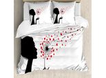 Abakuhaus Copripiumino LöWenzahn, Donna Con Denti Di Leone, Antiacaro, Adatto A Chi Soffre Di Allergie, Con Federe, 155 Cm X 220 Cm - 80 X 80 Cm, Vermiglio, Nero, Bianco
