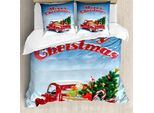 Abakuhaus Copripiumino Natalizio, Pickup Truck Ricamato, Antiacaro, Adatto A Chi Soffre Di Allergie, Con Federe, 200 Cm X 200 Cm - 80 X 80 Cm, Multicolore
