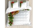 Abakuhaus Copripiumino Natalizio, Xmas Corner Glocke, Antiacaro, Adatto A Chi Soffre Di Allergie, Con Federe, 200 Cm X 200 Cm - 80 X 80 Cm, Multicolore