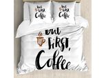 Abakuhaus Copripiumino Caffè, Pittura A Pennello, Antiacaro, Adatto A Chi Soffre Di Allergie, Con Federe, 155 Cm X 220 Cm - 80 X 80 Cm, Nero Bianco Marrone