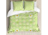 Abakuhaus Copripiumino Giallo E Verde, Margherite Primaverili, Antiacaro, Adatto A Chi Soffre Di Allergie, Con Federe, 155 Cm X 220 Cm - 80 X 80 Cm, Pistacchio E Calendula