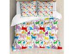 Abakuhaus Copripiumino Cavalli, Stallions Abstract Wild, Antiacaro, Adatto A Chi Soffre Di Allergie, Con Federe, 200 Cm X 200 Cm - 80 X 80 Cm, Multicolore