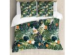Abakuhaus Copripiumino Hawaii, Fantasia Polinesia Colorata, Antiacaro, Adatto A Chi Soffre Di Allergie, Con Federe, 155 Cm X 220 Cm - 80 X 80 Cm, Verde Giada-Verde Felce
