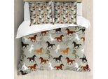 Abakuhaus Copripiumino Per Cavalli, Motivo Stallion Al Galoppo, Antiacaro, Adatto A Chi Soffre Di Allergie, Con Federe, 200 Cm X 200 Cm - 80 X 80 Cm, Multicolore