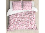 Abakuhaus Copripiumino Rosa E Bianco, Cheery BlüTe, Antiacaro, Adatto A Chi Soffre Di Allergie, Con Federe, 155 Cm X 220 Cm - 80 X 80 Cm, Rosa, Marrone, Bianco