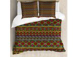 Abakuhaus Copripiumino Africano, Geometrico Colorato, Antiacaro, Adatto A Chi Soffre Di Allergie, Con Federe, 155 Cm X 220 Cm - 80 X 80 Cm, Multicolore