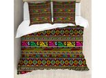Abakuhaus Copripiumino Africano, Arte Indigena Colorata, Antiacaro, Adatto A Chi Soffre Di Allergie, Con Federe, 155 Cm X 220 Cm - 80 X 80 Cm, Multicolore