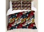 Abakuhaus Set Copripiumino Africano Per Letti Matrimoniali, Sintesi Lascia L'arte, Antiacaro, Adatto A Chi Soffre Di Allergie, Con Federe, Multicolore
