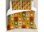 Abakuhaus Copripiumino Africano, Savanna Tierrahmen, Antiacaro, Adatto A Chi Soffre Di Allergie, Con Federe, 200 Cm X 200 Cm - 80 X 80 Cm, Multicolore