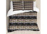 Abakuhaus Copripiumino Africano, Cerchi Pelle Di Ghepardo, Antiacaro, Adatto A Chi Soffre Di Allergie, Con Federe, 200 Cm X 200 Cm - 80 X 80 Cm, Pale Coffee Brown White