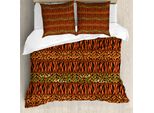 Abakuhaus Copripiumino Africano, Pelle Di Leopardo Ghepardo, Antiacaro, Adatto A Chi Soffre Di Allergie, Con Federe, 155 Cm X 220 Cm - 80 X 80 Cm, Arancione Seppia Ambra