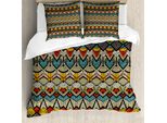 Abakuhaus Copripiumino Africano, Motivi Folk Sharp, Antiacaro, Adatto A Chi Soffre Di Allergie, Con Federe, 155 Cm X 220 Cm - 80 X 80 Cm, Multicolore