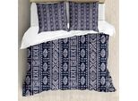 Abakuhaus Copripiumino Africano, Bordi Verticali, Antiacaro, Adatto A Chi Soffre Di Allergie, Con Federe, 200 Cm X 200 Cm - 80 X 80 Cm, Blu Cadetto Bianco