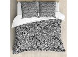 Abakuhaus Copripiumino Bianco E Nero, Forme E Pois, Antiacaro, Adatto A Chi Soffre Di Allergie, Con Federe, 155 Cm X 220 Cm - 80 X 80 Cm, Bianco E Nero